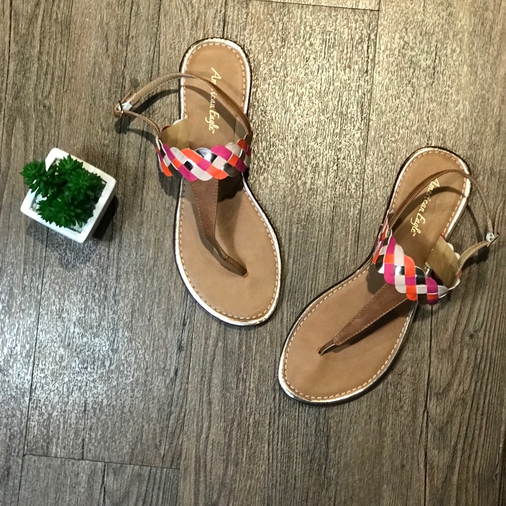 AMERICAN EAGLE | Metallic Pink Gold Sandals | 11
